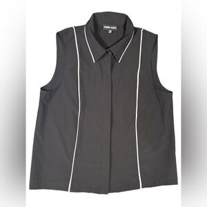 Modern Works Black Sleeveless Top with White Accents